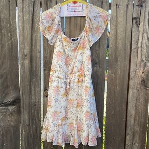 White Floral Ruffle Dress